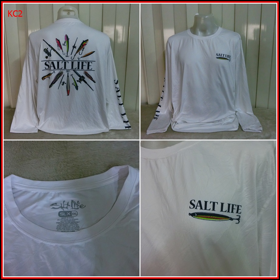 KC2.เสื้อตกปลา SALT LIFE  ใส่ออกทริปกลางแจ้งตกปลา ชนิดเนื้อผ้าบางลื่นๆ ชนิดผ้าแห้งไว  Size 2XL อก 50