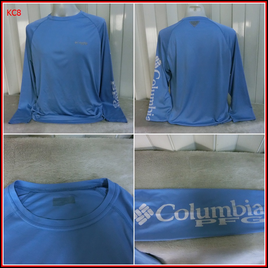 KC8. เสื้อตกปลา Columbia PFG ใส่ออกทริปกลางแจ้งตกปลา ชนิดเนื้อผ้าบางลื่นๆ ชนิดผ้าแห้งไว  Size L อก 4