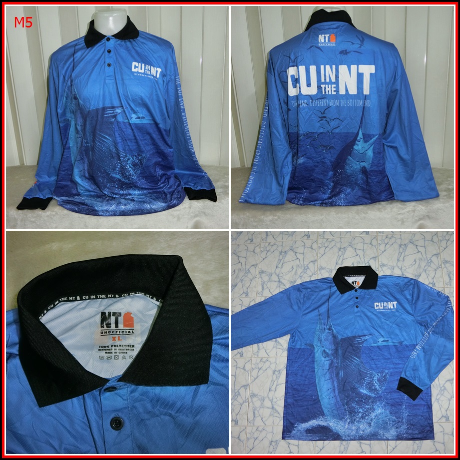 M5.เสื้อตกปลา CUNT IN THE NT  ใส่ออกทริปกลางแจ้งตกปลา ชนิดเนื้อผ้าบางลื่นๆ ชนิดผ้าแห้งไว   Size XL อ