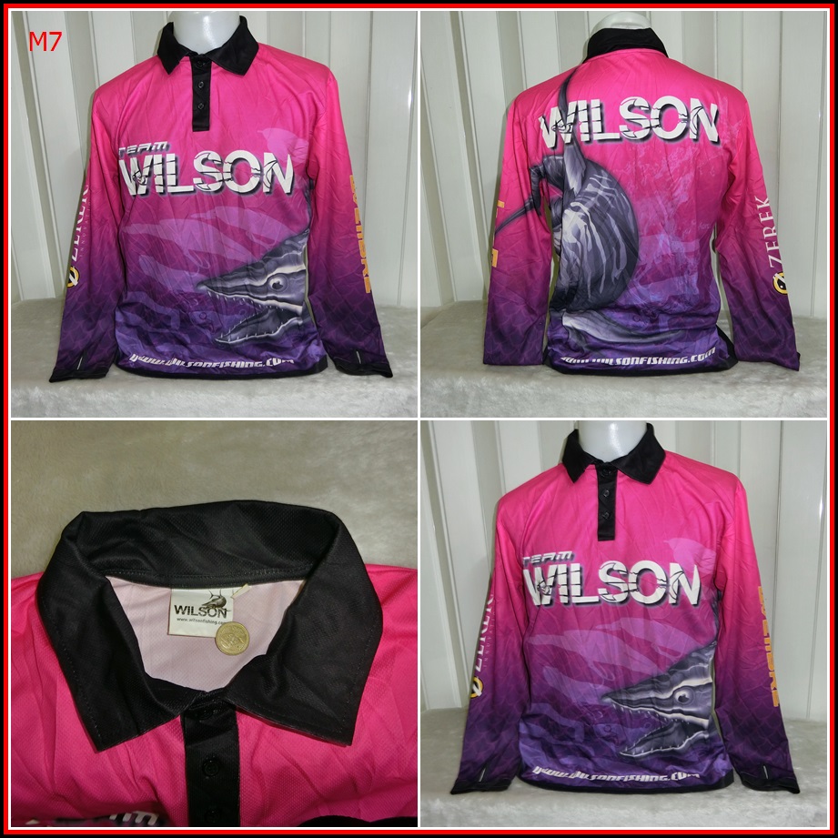 M7.เสื้อตกปลา WILSON  ใส่ออกทริปกลางแจ้งตกปลามือสอง ชนิดเนื้อผ้าบางลื่นๆ ชนิดผ้าแห้งไว   Size M อก 4