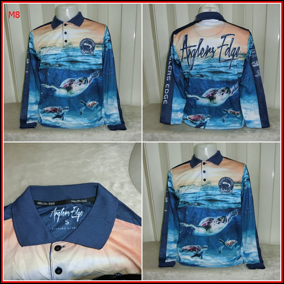 M8.เสื้อตกปลา ANGLER EDGE  ชนิดเนื้อผ้าบางลื่น ชนิดผ้าแห้งไว  Size M อก 43 นิ้ว / 29 นิ้ว  190-    R