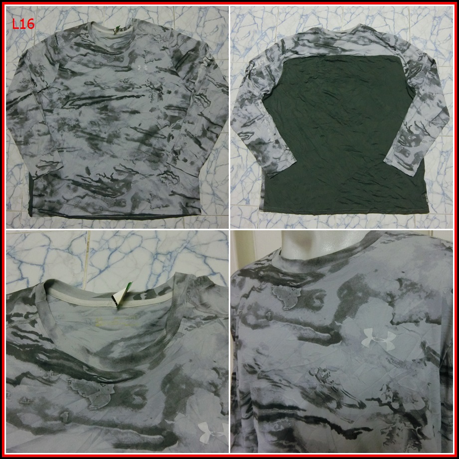 L16. เสื้อตกปลา  Under Armour เสื้อใส่ออกทริปกลางแจ้งตกปลามือสอง เนื้อผ้าบาง ลื่น ชนิดผ้าแห้งไว  Siz