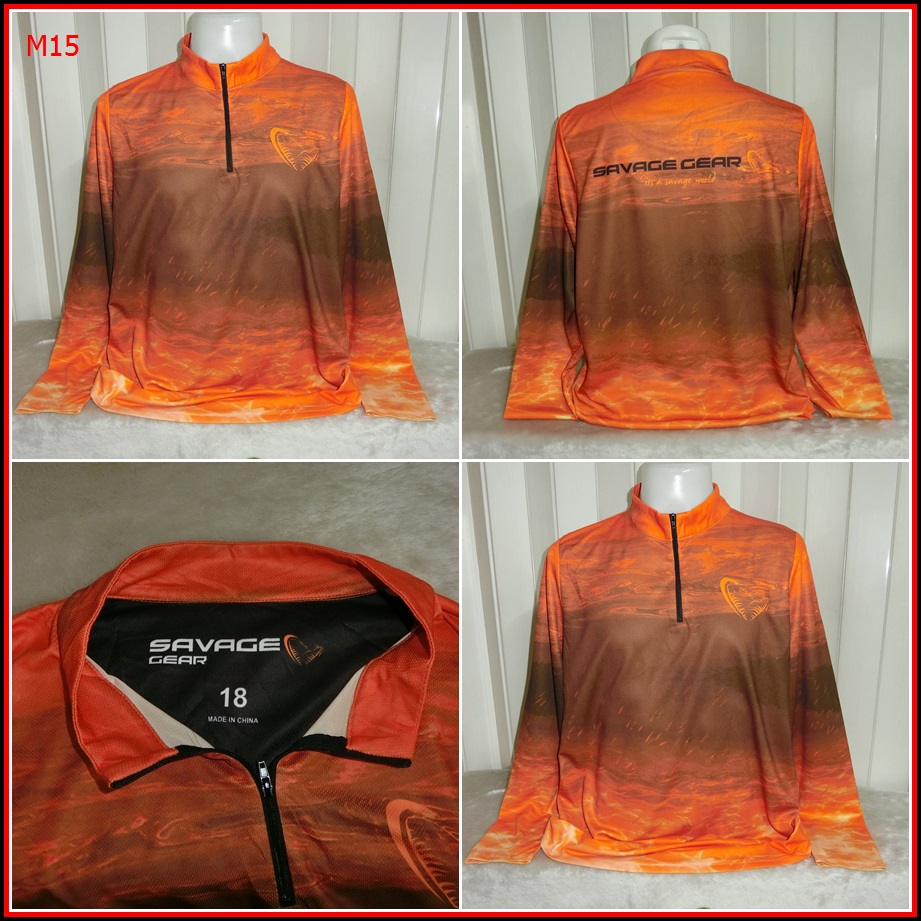 M15.เสื้อตกปลา SAVAGE GEAR   ใส่ออกทริปกลางแจ้งตกปลา ชนิดเนื้อผ้าบางลื่นๆ ชนิดผ้าแห้งไว   Size XL อก