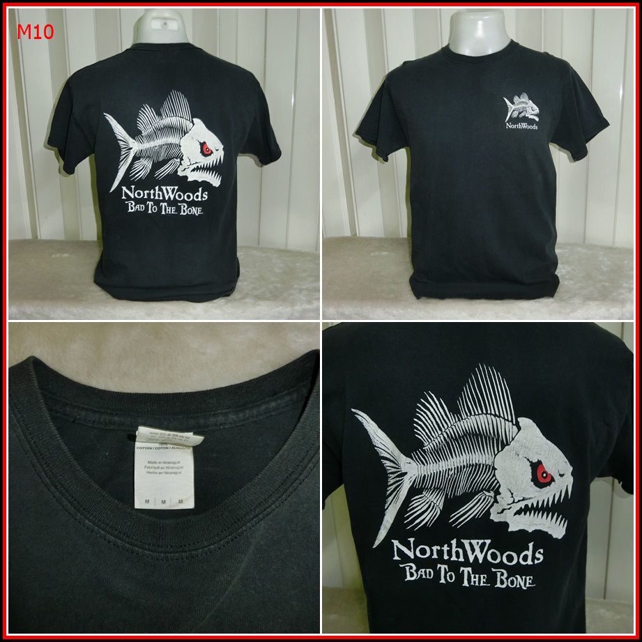 M10.เสื้อลายปลา BAD TO THE BONE    Size M อก 39 นิ้ว / 28.5 นิ้ว 180