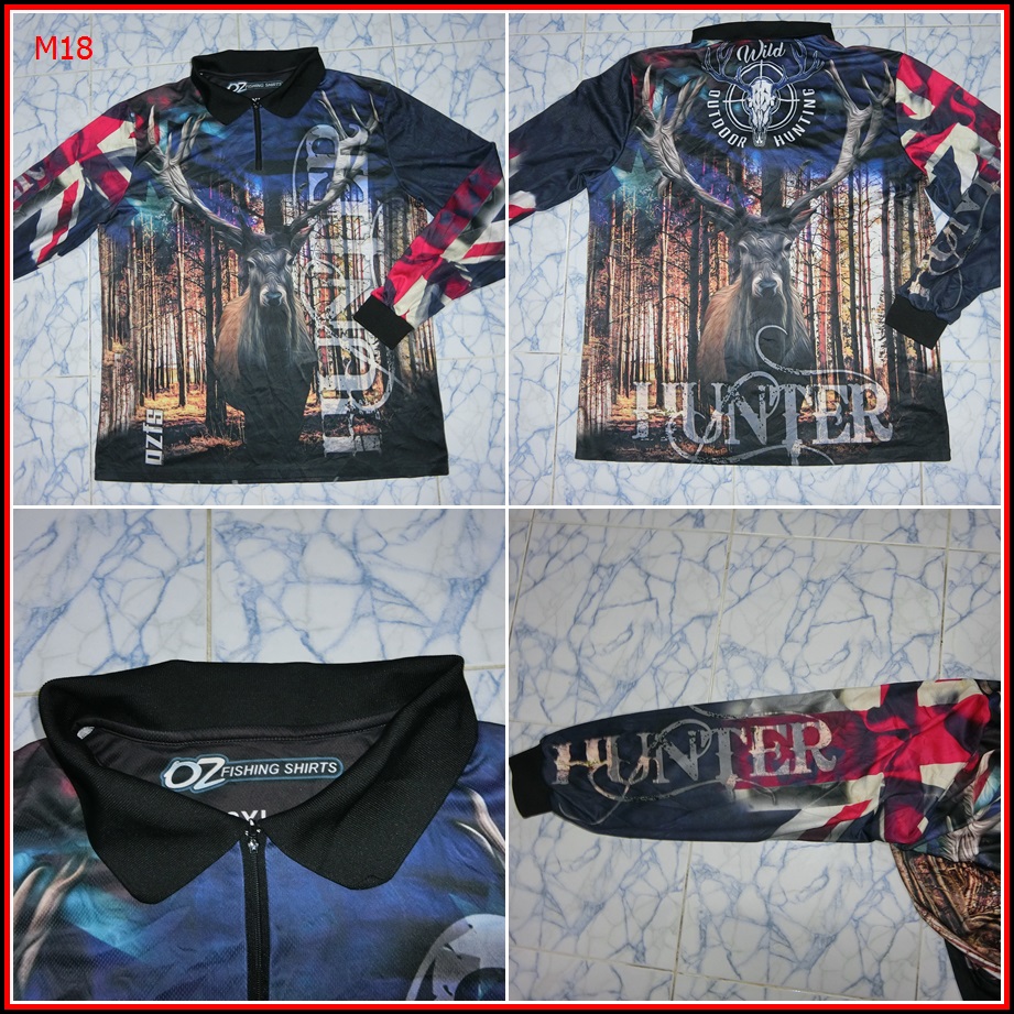 M18.เสื้อตกปลา OZ FISHING SHIRT  เสื้อตกปลามือสอง ชนิดเนื้อผ้าบางลื่น ชนิดผ้าแห้งไว   Size XXL อก 50