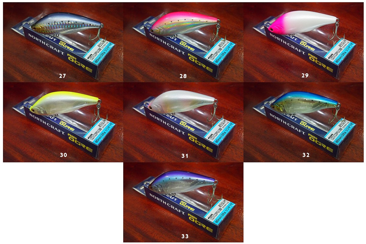 [b]NORTH CRAFT รุ่น AIR OGRE 85SLM  Lenght  8.5 Cm / Wt  28 g / Type SLM มี 7 สี ให้เลือก ดังนี้[/b]