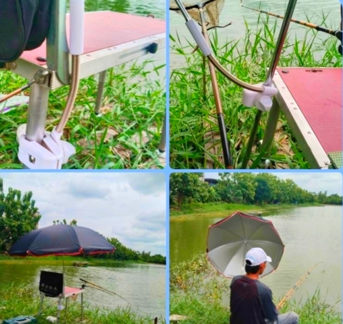 จับล็อกขาบังลังหรือหาเสาไม้อะไรก็ได้มาจับร่มปรับได้รอบด้านสปิงแข็งแรง
