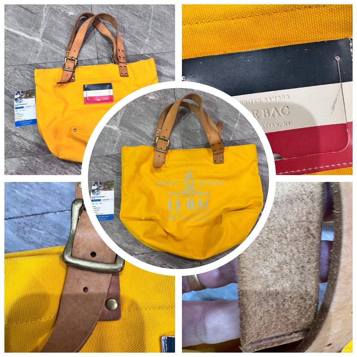 4. กระเป๋า LE BAC by UNITED BAMBOO
งานนำเข้าจากญี่ปุ่น

ผ้าแคนวาสสีเหลืองมัสตาร์ด หูหนังแท้
ทรง 