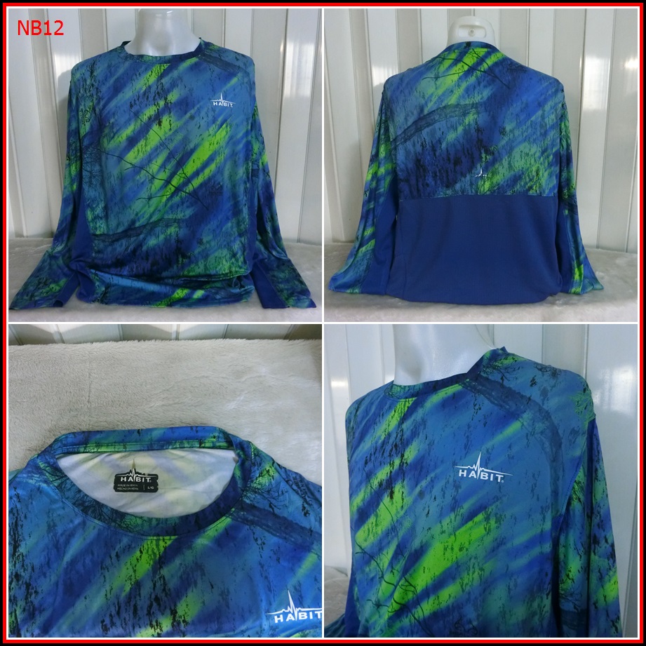 NB10.เสื้อตกปลา HABIT ใส่ออกทริปกลางแจ้งตกปลา ชนิดเนื้อผ้าบางลื่นๆ ชนิดผ้าแห้งไว  Size L อก 46 นิ้ว 