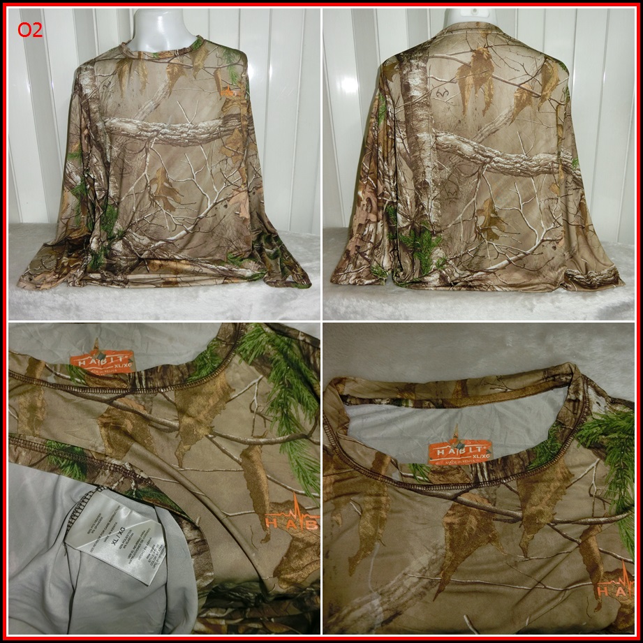 O2.เสื้อตกปลา HABIT /REAL TREE FISHING ใส่ออกทริปกลางแจ้งตกปลา ชนิดเนื้อผ้าบางลื่นๆ ชนิดผ้าแห้งไว   