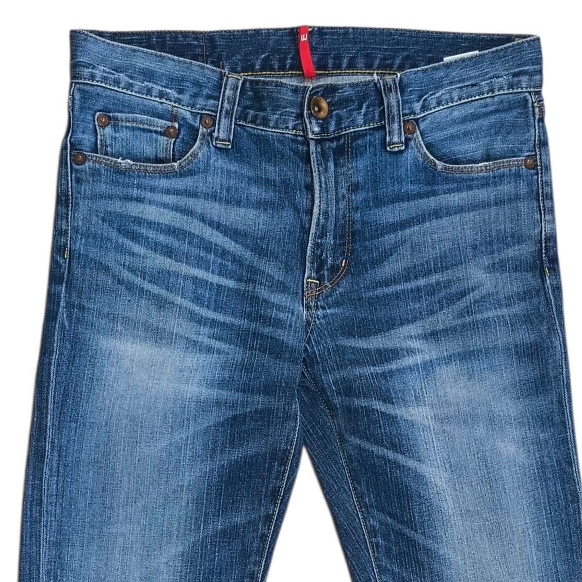 uniqlo T000 ผ้าด้านยืดหยุ่นนิดๆใส่สบายสภาพใหม่ยีนส์ ซักอบเรียบร้อย เดิมๆปลายขา