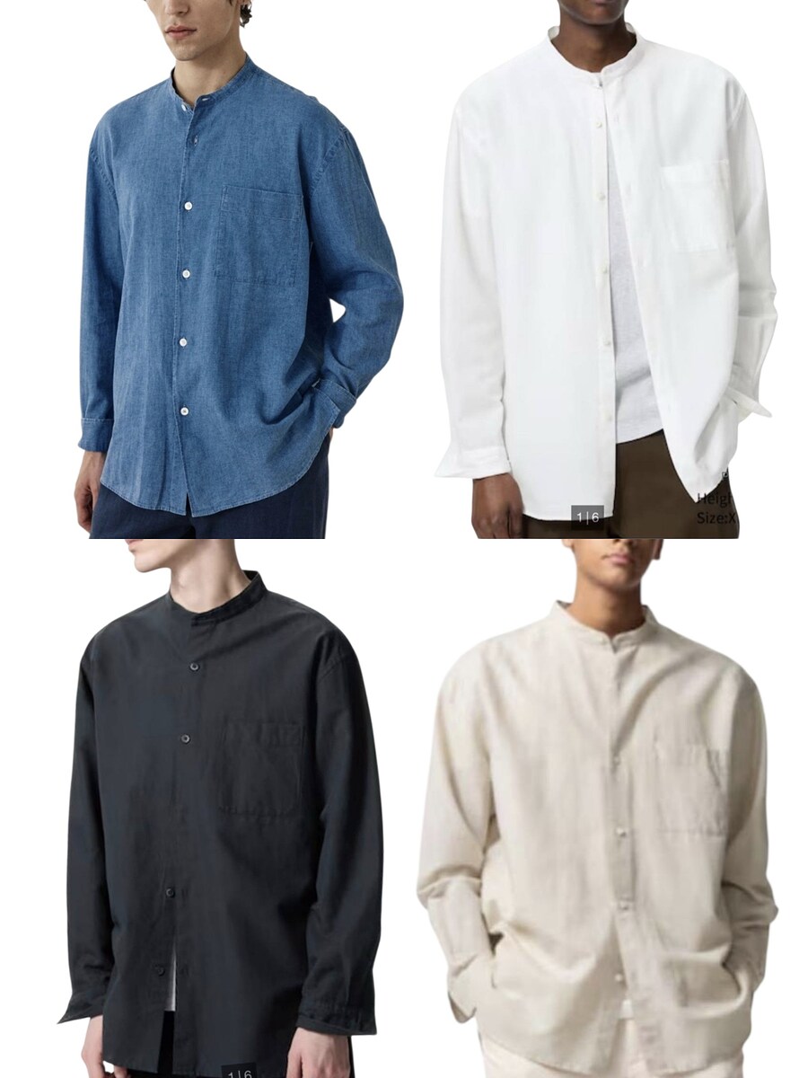 Uniqlo เชิ้ตคอจีนลินิน line มือ1มี 4สีsize M _L Size:M อก 44นิ้ว 46นิ้ว