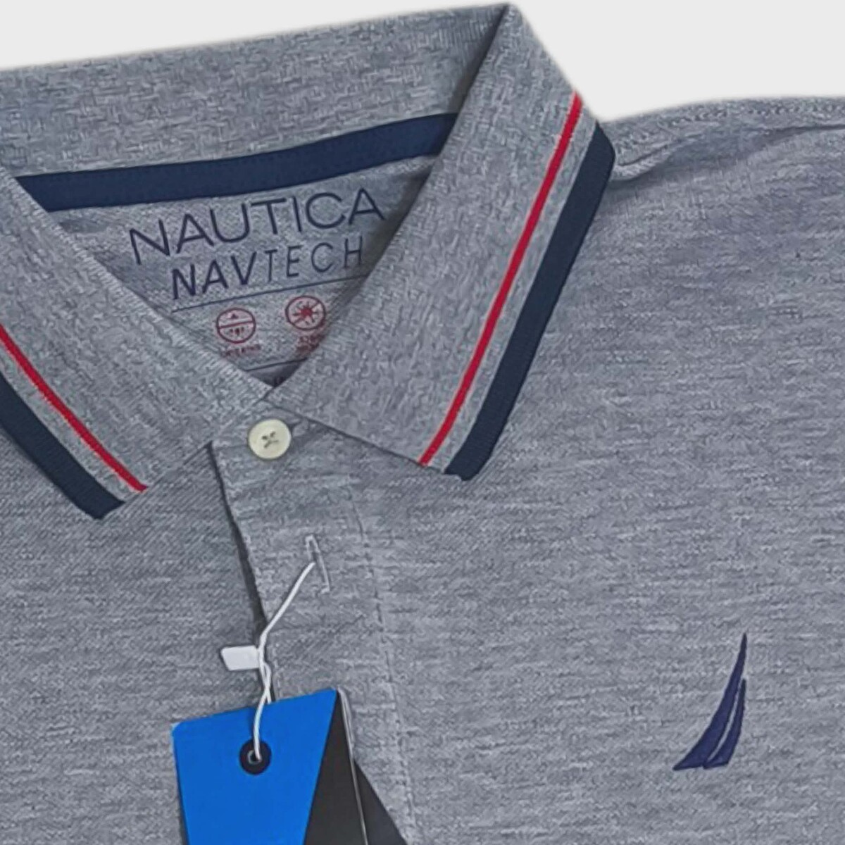NAUTICAL  เสื้อยืดโปโล NAVTECH ของใหม่ สีเทา  1.สีเทาอก 41 นิ้ว