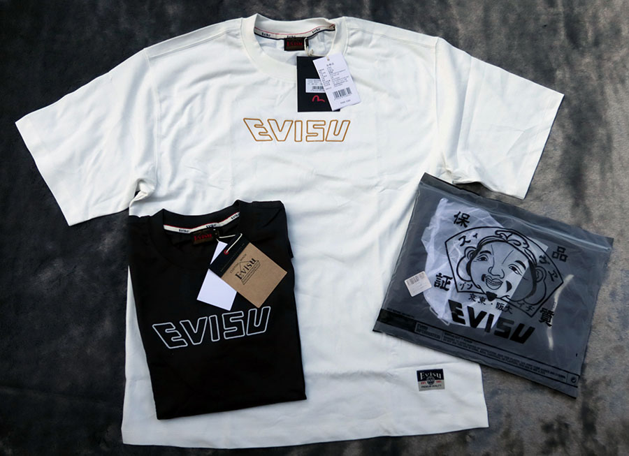 EVISU LOGO oversize /S/M/L (44/46/48) เสื้อยืดลายปักและสกรีนหน้าหลังสวยใหม่แท้