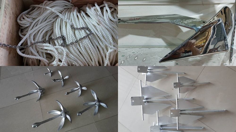 สมอ4 แฉก แบบพับได้ (Reef/Fold Anchor)
 น้ำหนัก 0.7 KG สำหรับเรือขนาด 3 เมตร ราคา 400. ต่อชิ้น
 น้ำ